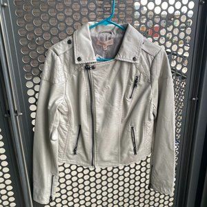 White vegan leather bomber jacket